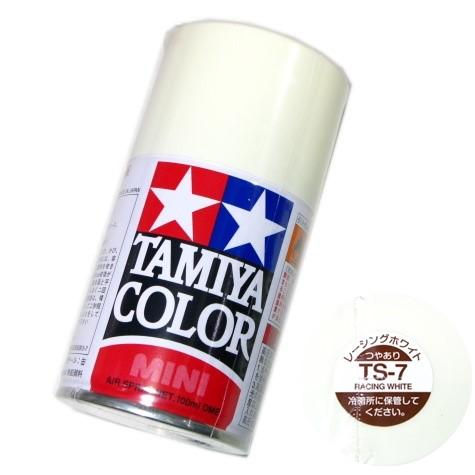 タミヤ カラー MINI スプレー塗料 (TS-7) レーシングホワイト つやあり
