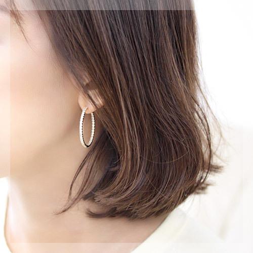 フープピアス 18k 大きめ フ ピアス ダイヤモンド レディース 18金 k18