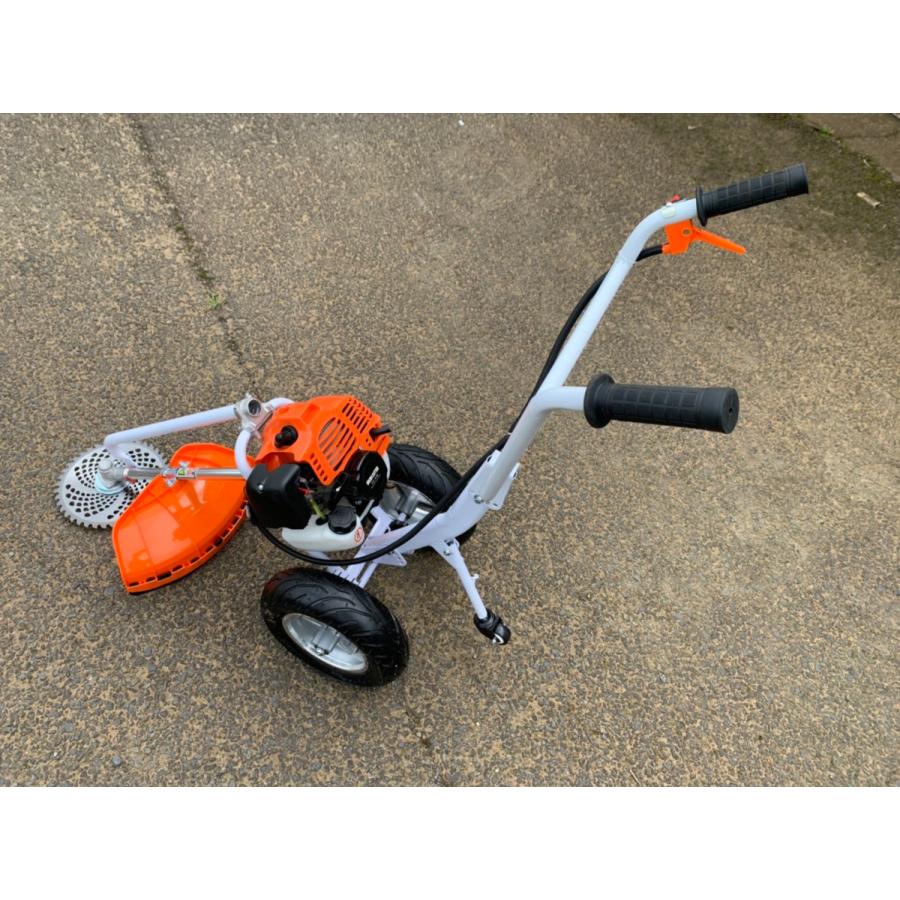 タイヤ付エンジン草刈機 手押し草刈り機 らくらく作業 最強52cc 新品