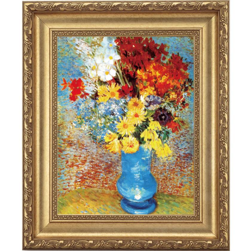 ゴッホ 青い花瓶の花 4号 立体複製名画 額付き 壁掛け 有名画家 アート