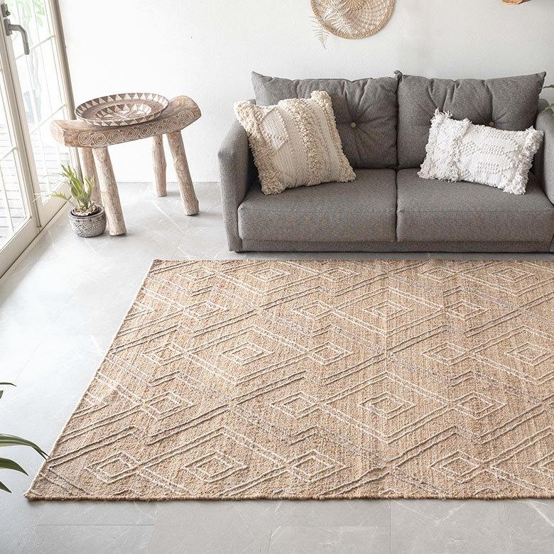 ELEMENTS ラグ ラグマット 約 133×190 cm 長方形 ジュート 麻 ウール