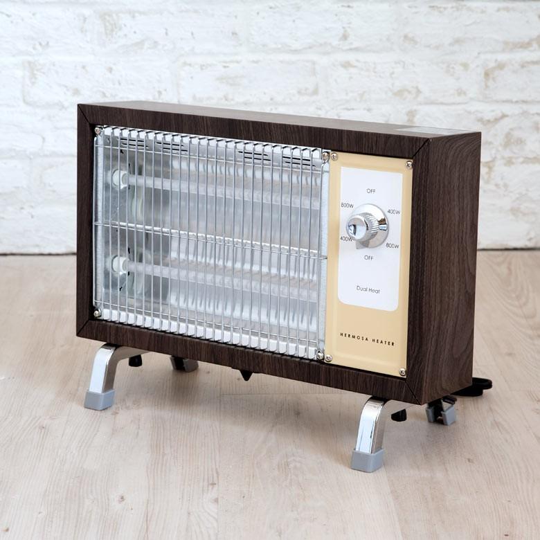 ヒータ レトロ 電気ストーブ ウォールナット 家電 冬 暖房器具