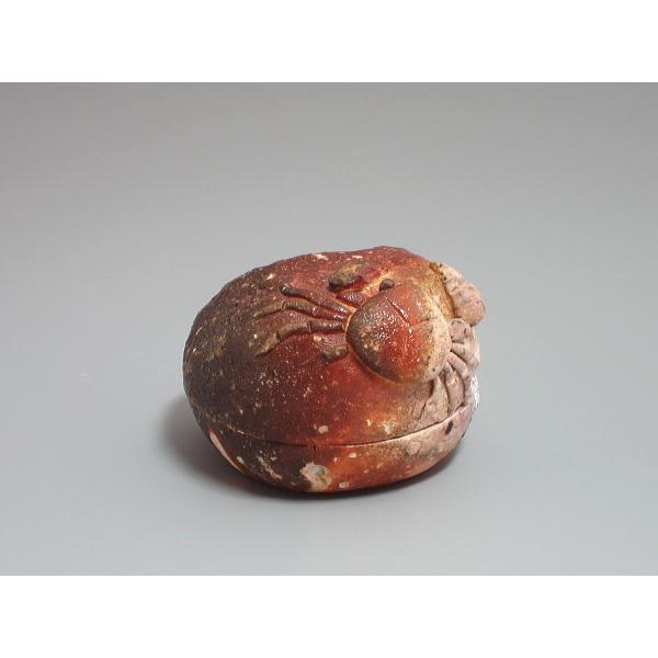 信楽焼 蟹香合 高橋光三造（五代高橋楽斎） 共箱 : 茶道具商 越中屋