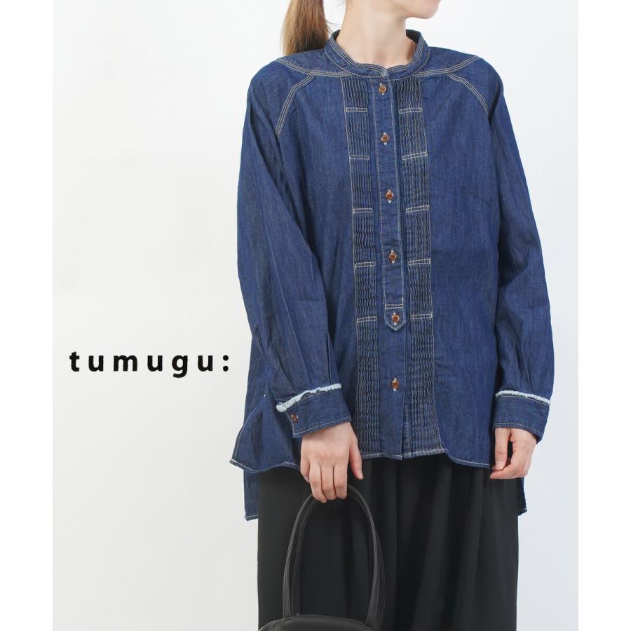 ツムグ ライトオンスデニムシャツ tumugu 2025秋冬新作 レディース
