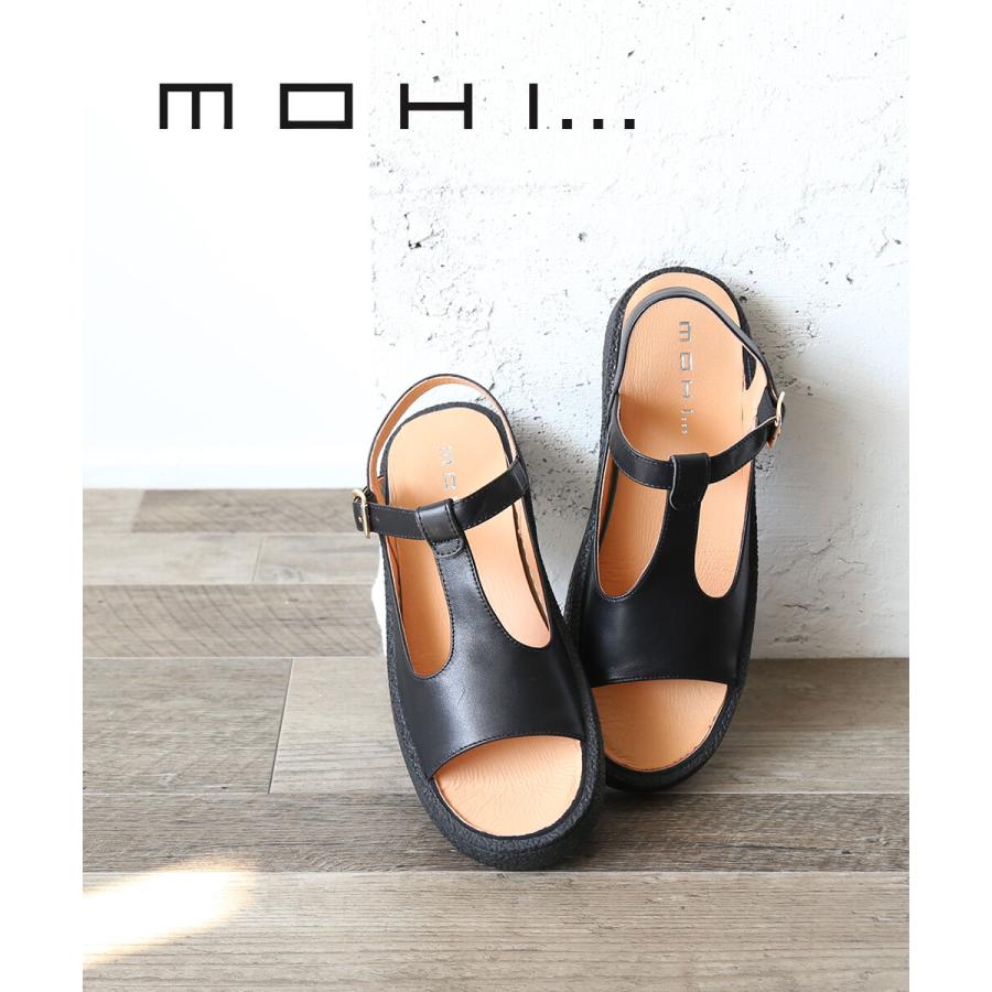 MOHI（モヒ） レザー Tストラップサンダル フラットサンダル