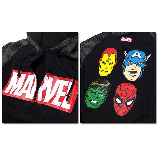 マーベル MARVEL ジップパーカー メンズ 裏起毛 パーカー 厚手 大きい