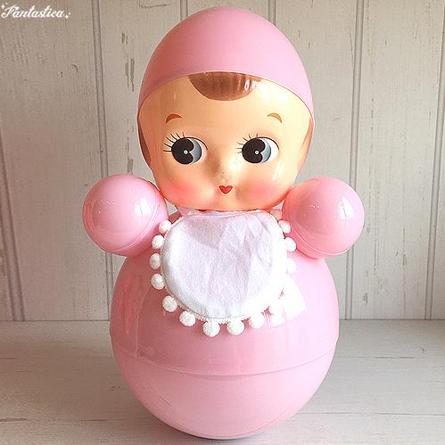 レトロドール トンガリ頭のおきあがりこぼし人形 ピンク : fantastica