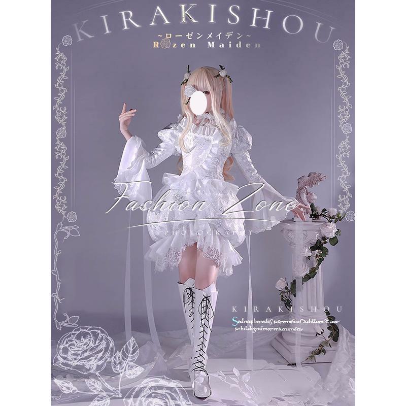 送料無料◇ローゼンメイデン 風 雪華綺晶 コスプレ衣装 ウィッグ 靴