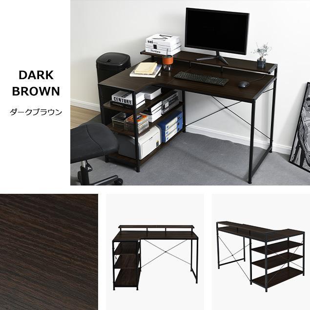 爆買WEEK+5%キャンペーン】パソコンデスク L字 120cm 3段ラック付