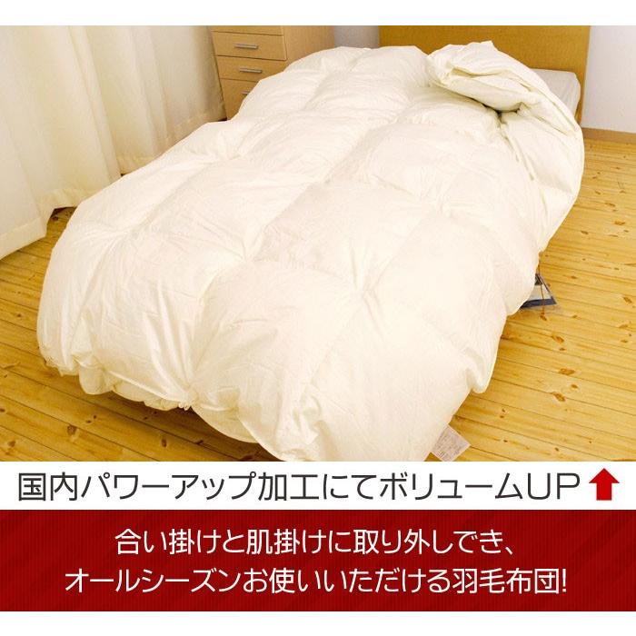 羽毛布団 ダブル 暖かい布団 グース93% オールシーズン2枚合わせ羽毛