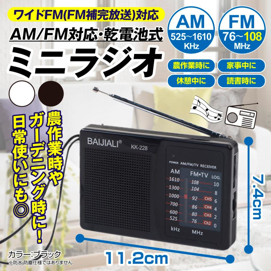 ラジオ 小型 乾電池式 ミニラジオ 1台 スピーカー付 FM AM イヤホン