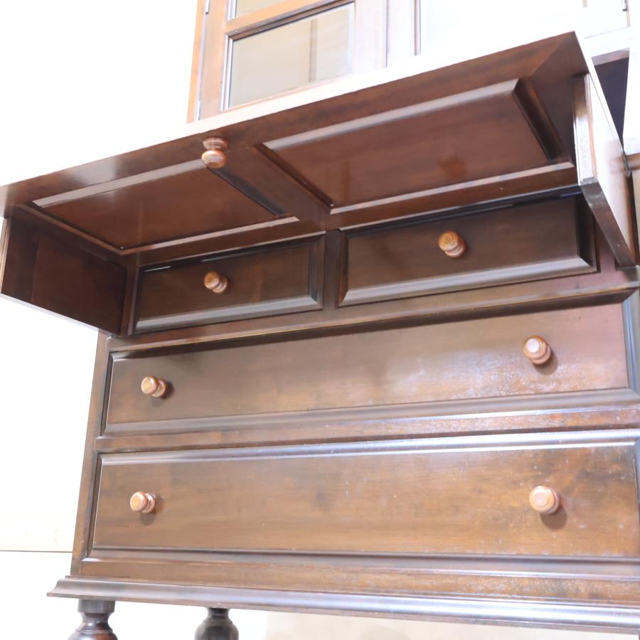 松本民芸家具 ミズメザクラ無垢材 重H型ボールフットビューロー