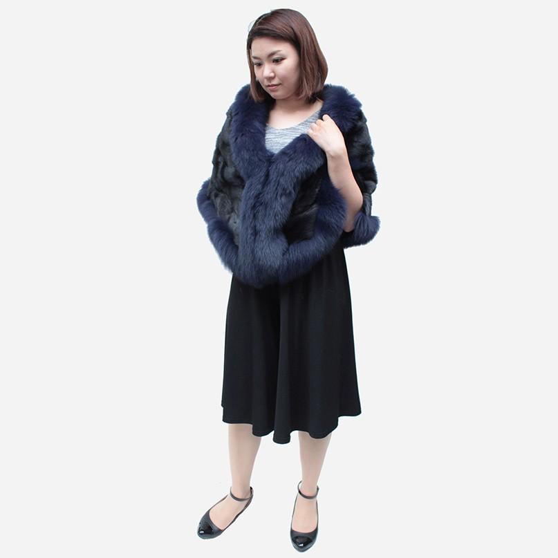 ファーケープ レディース ミンク毛皮ケープ フォックス ストール 7755