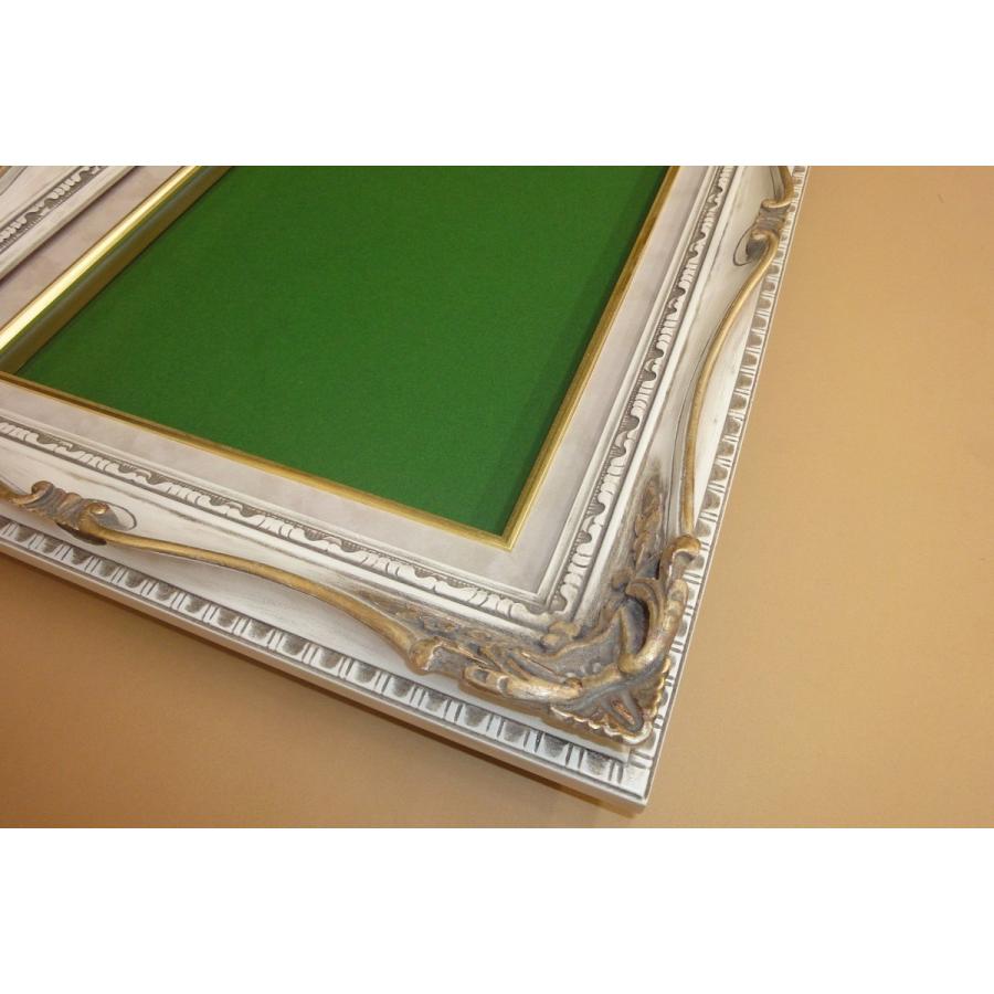 油絵・日本画用額縁 金と緑 角紋模様 油絵・日本画用額縁金と緑角紋模様