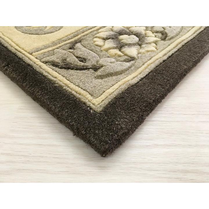 玄関マット ウール 中国段通 約61×91cm 120段 ベージュ系 dt-a097