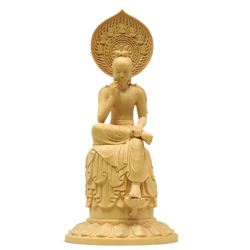 木彫り仏像 【中宮寺形菩薩半跏像（伝如意輪観音）】 桧木 高20cm : 海