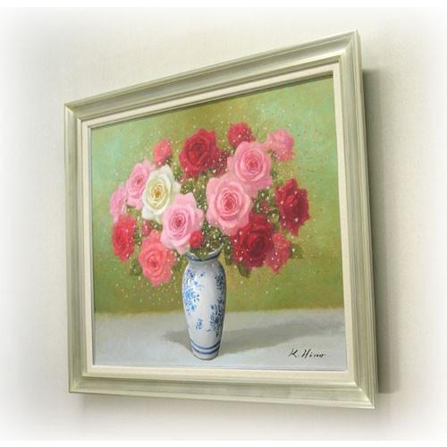 絵画 油絵 ばら F20号 （日野皖） 【肉筆】【油絵】【花】【大型絵画