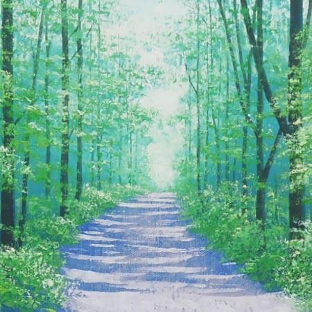 絵画 油絵 高原への道 F30号 (横山守) 【海・山】【肉筆】【油絵