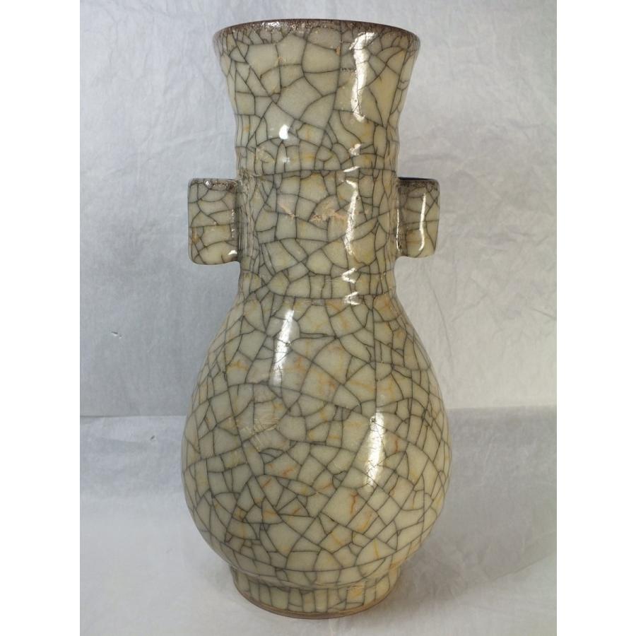 中国骨董品】哥窯（かよう）耳付広口瓶240mm : 龍香堂ストア