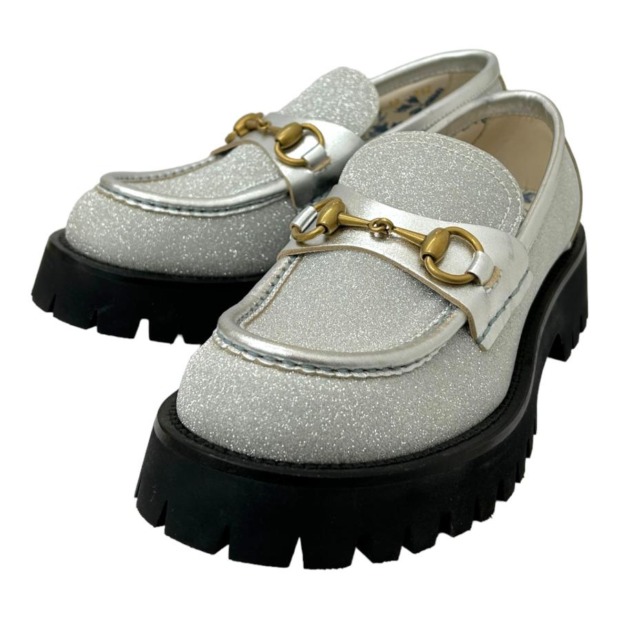 GUCCI（グッチ） ホースビットローファー Bee ラメ シルバー系