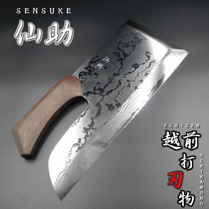 仙助 麺切り包丁 蕎麦包丁 ダマスカス 鏡面仕上げ 安来鋼青紙二号