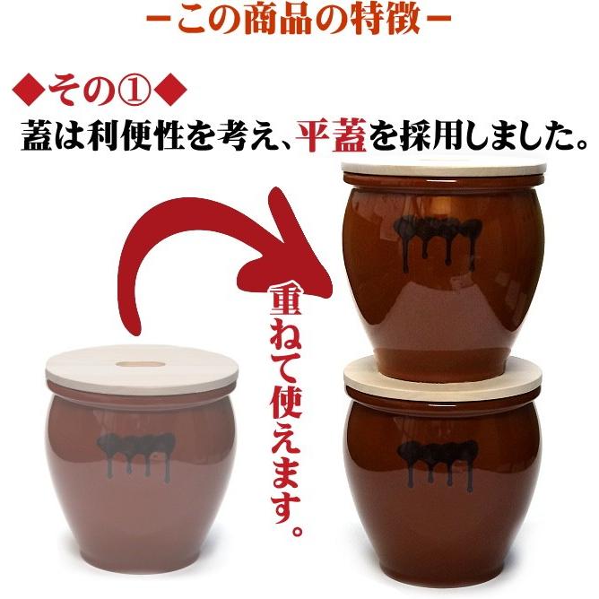 日本製 陶器製 漬物容器 常滑焼 久松窯 かめ 丸壷 国産ひのき蓋付 3号