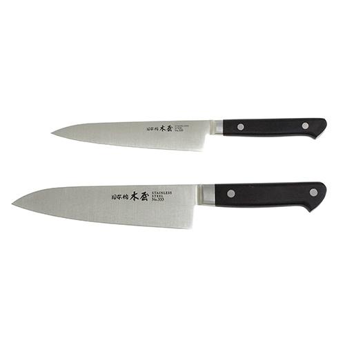 木屋 日本橋木屋 No.333 鎌型 三徳包丁 親子 ペティナイフ 2点セット