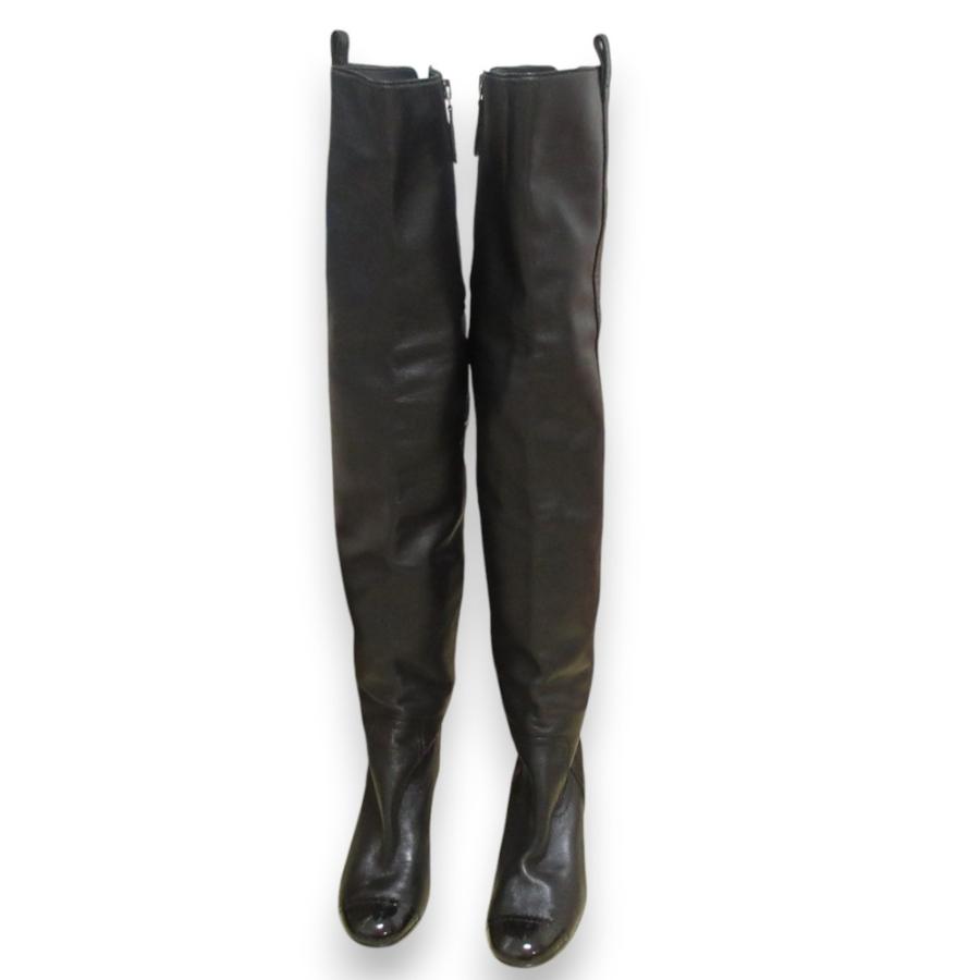 CHANEL（シャネル） 美品 レザー ニーハイブーツ ロングブーツ 37C 約