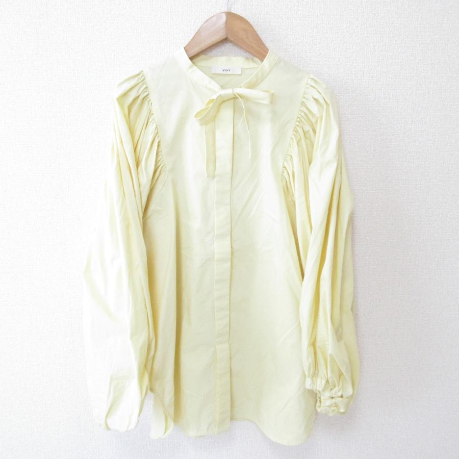 Yori 美品 21AW yori ヨリ リボンパフスリーブブラウス 長袖 バンド