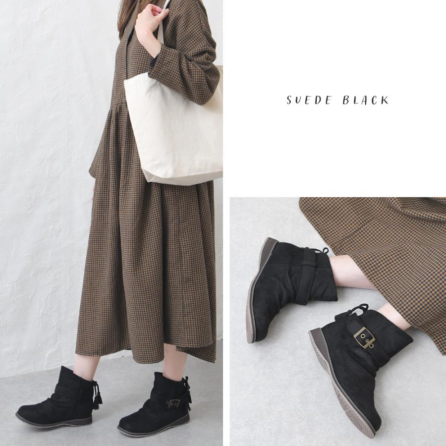 ショートブーツ レディース ぺたんこ ローヒール スエード 大きい