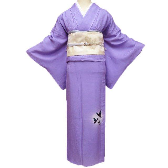 特選 付下げ 付け下げ 訪問着 着物 未使用 単衣 小谷輝鱗 落款 蝶の図