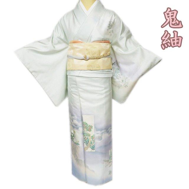 FINAL PRICE ／ 特選 鬼紬 着物 中古 正絹 作家物 ラベル付き 風景