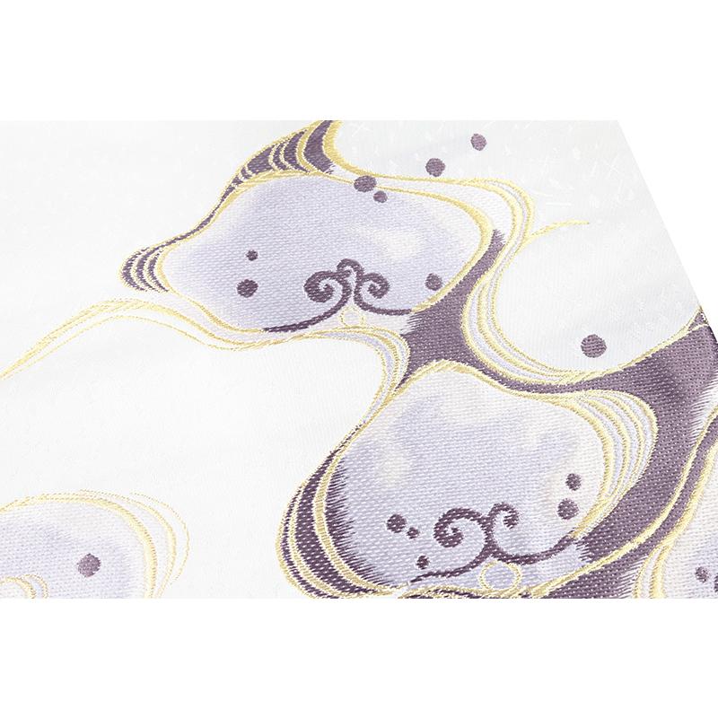 山口美術織物 九寸名古屋帯 唐織 琳派切金流水文 流水 波 白 渋紫 金糸