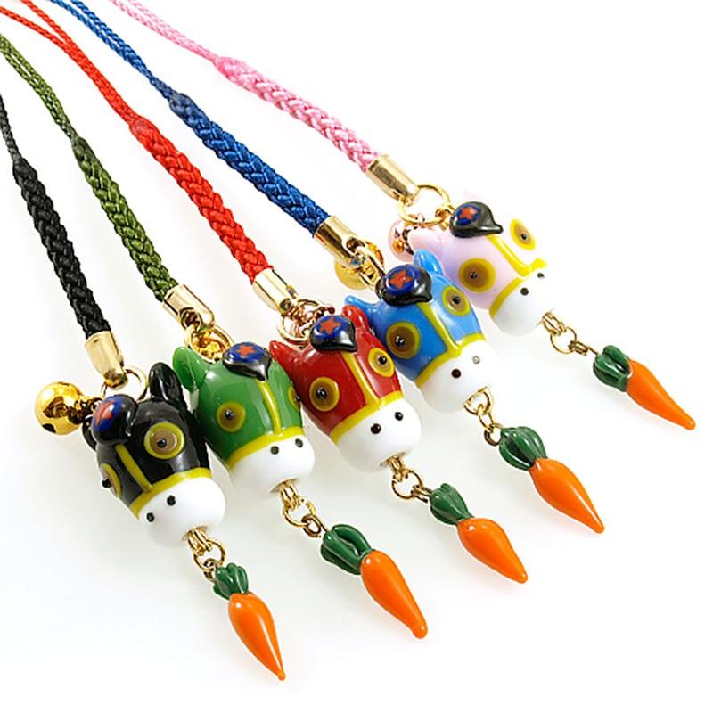 G1 スター ホース 根付」とんぼ玉 携帯ストラップ 手作り : とんぼ玉