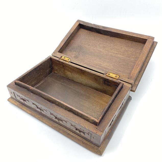 バリ彫刻 アジアンウッドボックス M 15×9.5cm 木箱 アクセサリー