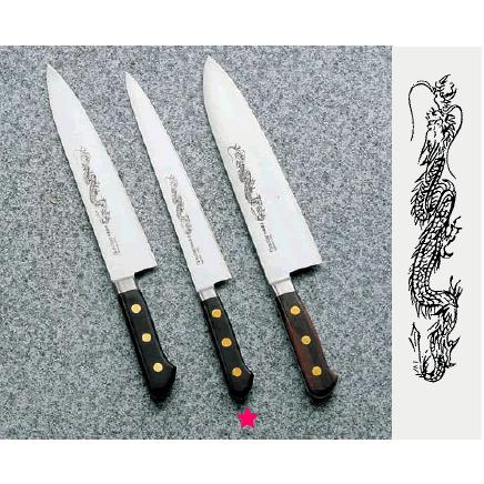 送料無料 包丁・ナイフ 龍彫刻入 ミソノ・スウェーデン鋼包丁 筋引