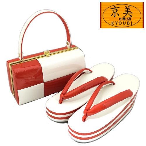 れい）赤いエナメルバックと草履セットLLサイズ れい）赤いエナメル