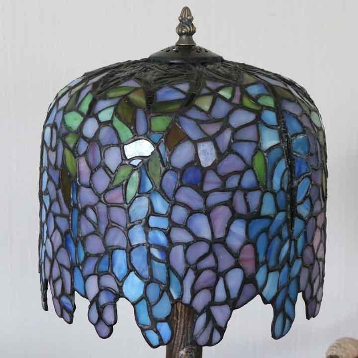 ステンドグラスランプ 8インチ ウィステリア 藤 ブロンズベース