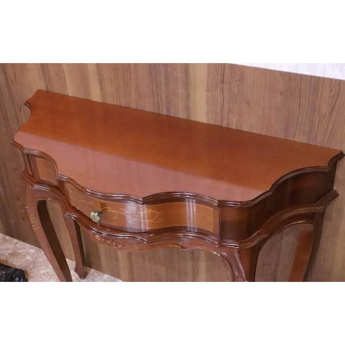 イタリア コンソール 象嵌 88cm猫脚 アンティーク 050 引き出し付き