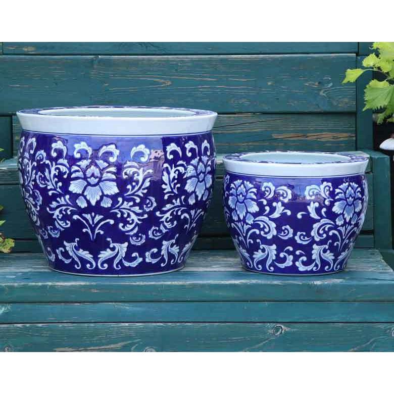 水鉢 大型 10号 ヒマワリ 青 火鉢 鉢カバー プランターカバー