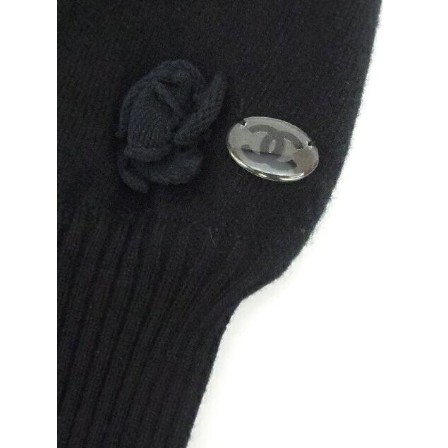 CHANEL（シャネル） カメリアモチーフニットセーター 黒 【中古