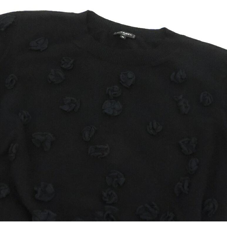 CHANEL（シャネル） カメリアモチーフニットセーター 黒 【中古