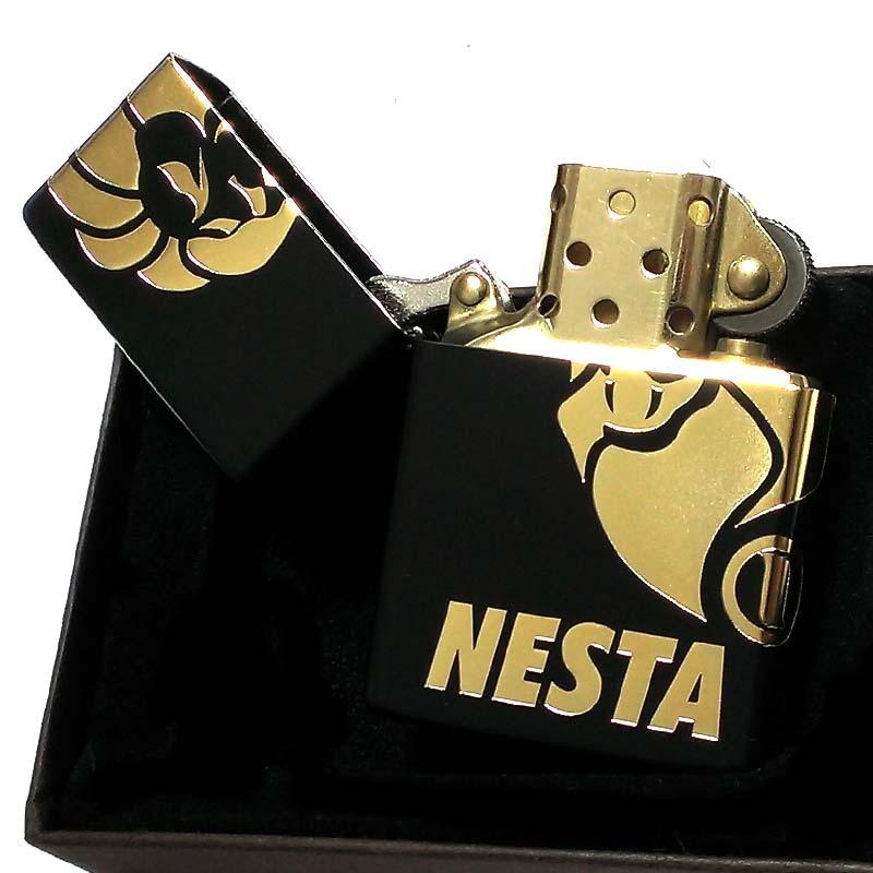 NESTA ライター 2面ロゴ マットブラック 彫刻 金差し DEVIN ネスタ