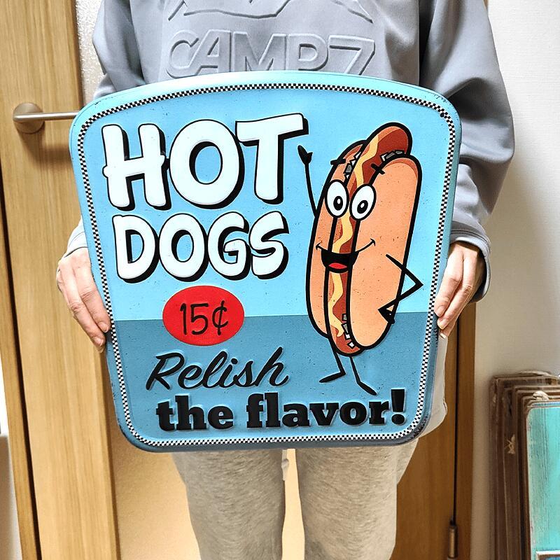 アメリカン レトロ ブリキ看板 ホットドック アンティーク かわいい