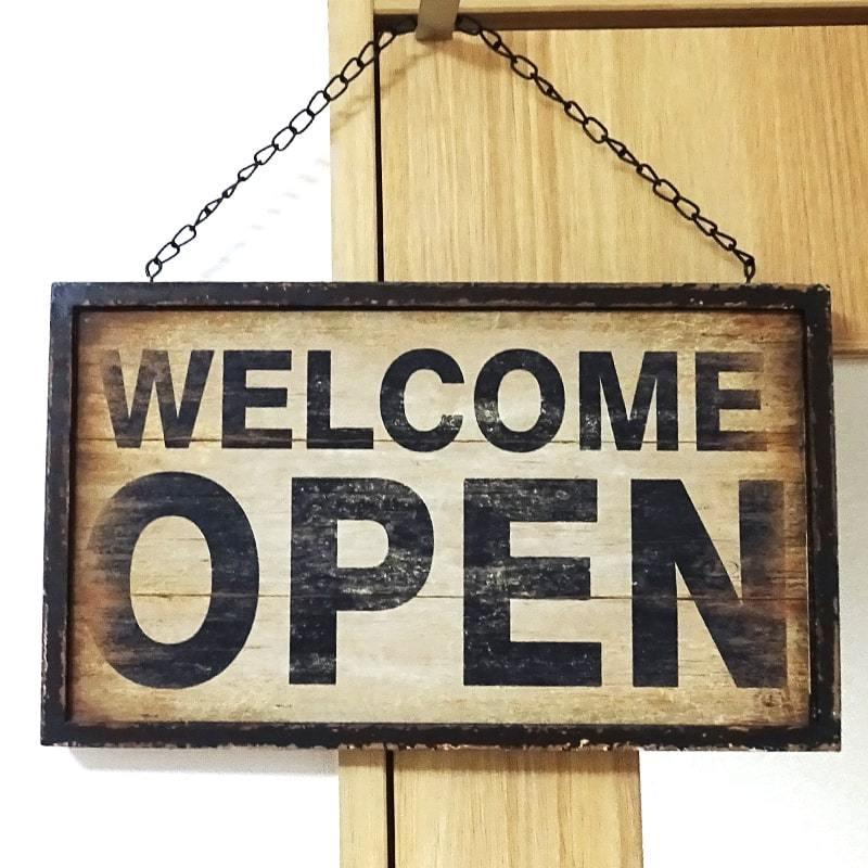 木製 看板 オープン クローズ アンティーク 店舗用 レトロ OPEN＆CLOSE