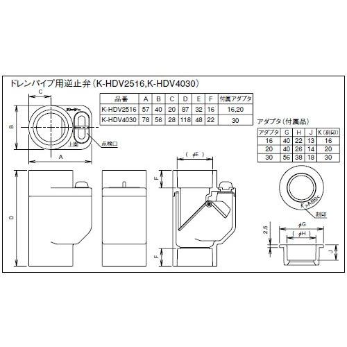 オーケー器材:ドレンパイプ用逆止弁 型式:K-HDV2516 : 配管部品 ヤフー