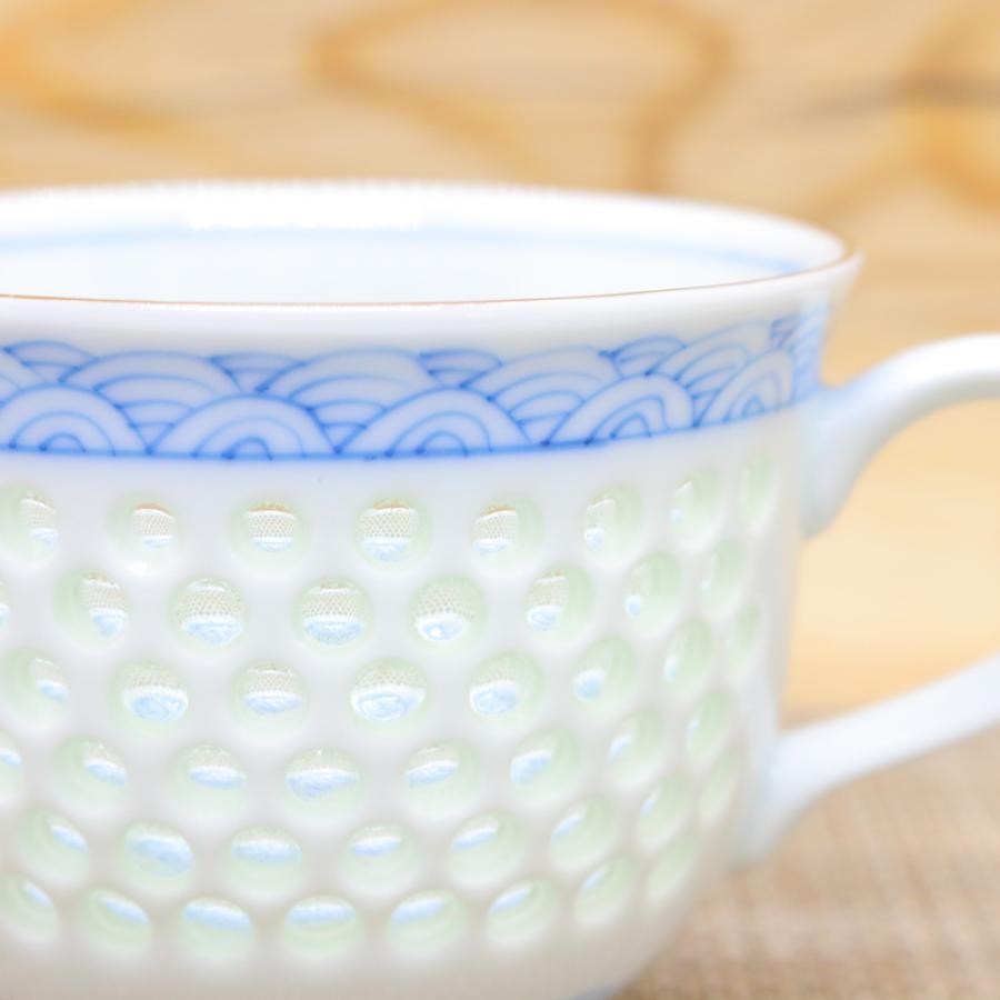 ティーカップ 有田焼 波佐見焼 丹心窯 水晶青海波コーヒーカップ