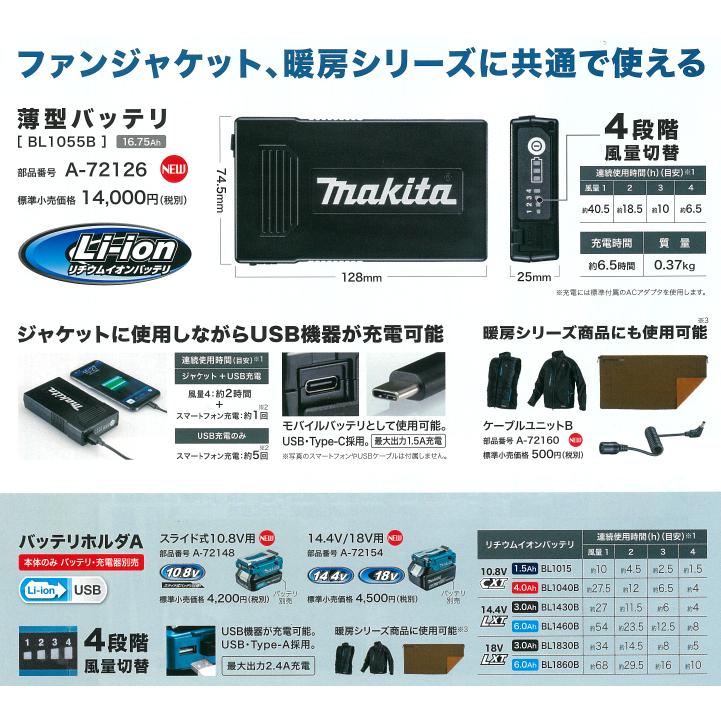 マキタ（makita） 充電式スマートファンベスト FV214DZN 紺 FA（S〜L