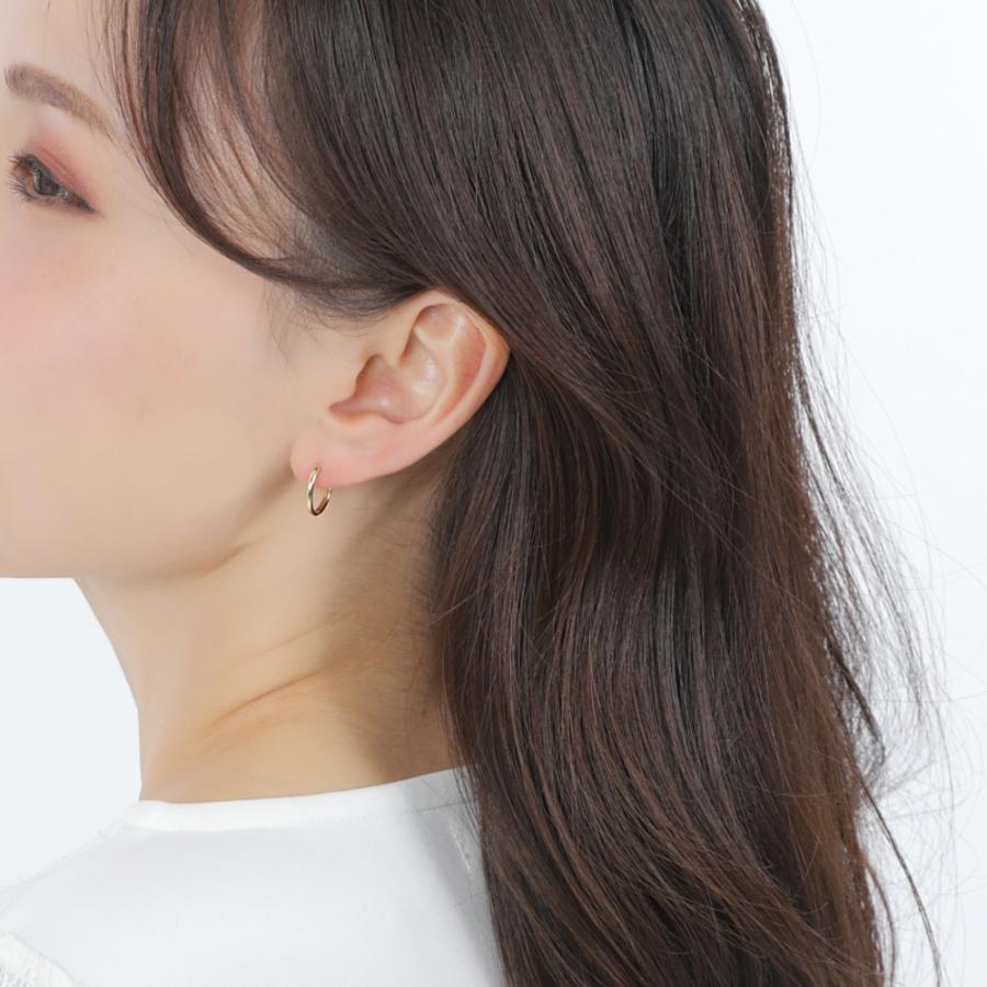 18金 フープピアス 14×1.6mm 両耳 イエローゴールド リング ピアス