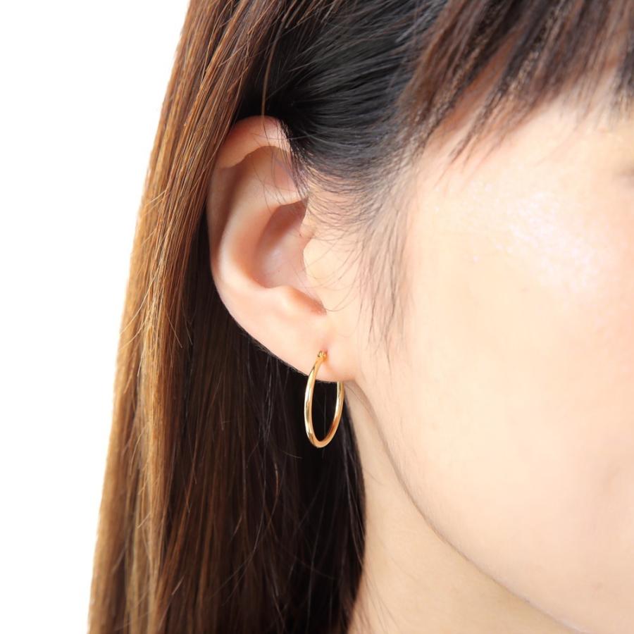 18金 フープピアス 1.5mm×20mm ゴールド レディース メンズ 両耳